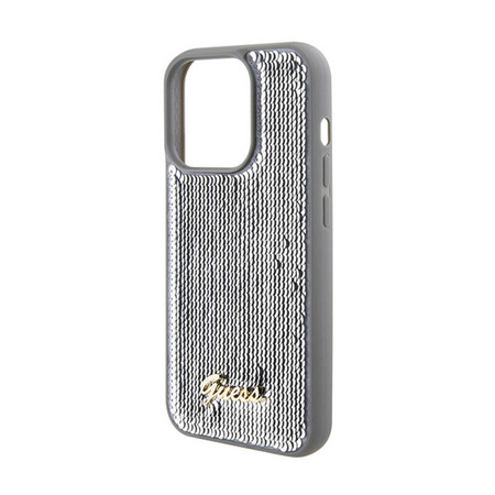 Guess Sequin Script Metal - Etui iPhone 15 Pro Max (srebrny) (GUHCP15XPSFDGSS)