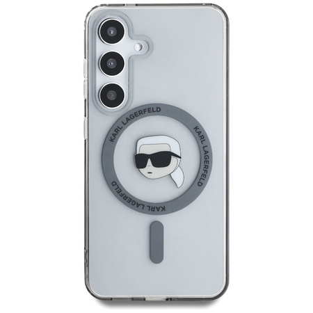 Karl Lagerfeld Button Karl Head Printed Logo MagSafe - Etui Samsung Galaxy S25 (czarny) (KLHMS25SHLSKIK)