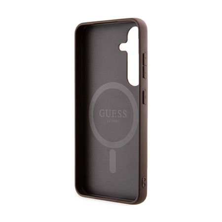 Guess 4G Collection Leather Metal Logo MagSafe - Etui Samsung Galaxy S24 (brązowy) (GUHMS24SG4GFRW)