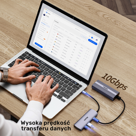 Unitek Hub 4w1 USB-C 10 Gbps, 2x USB-A i 2x USB-C H1112DGY01 (H1112DGY01)