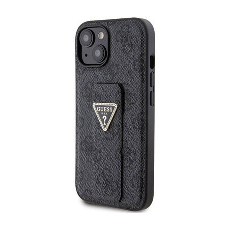 Guess Grip Stand 4G Triangle Strass Logo - Etui iPhone 15 (czarny) (GUHCP15SPGS4TDK)