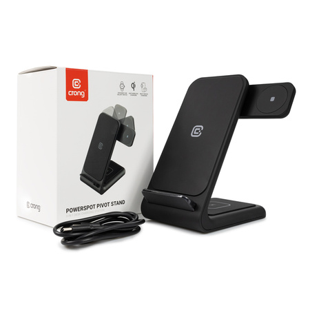 Crong - Zestaw ładowarka GaN PD 35W plus ładowarka bezprzewodowa PowerSpot Pivot Stand 3w1 do iPhone, Samsung & Android (CRG-POWER-BUNDLE1)