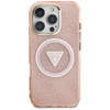 Guess IML Metal Glitter 4G Circle Triangle MagSafe - Etui do iPhone 16 Pro Max (różowy) (GUHMP16XHG4PRTGP)