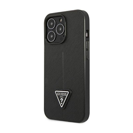 Guess Saffiano Triangle Logo Case – Etui iPhone 14 Pro (czarny) (GUHCP14LPSATLK)