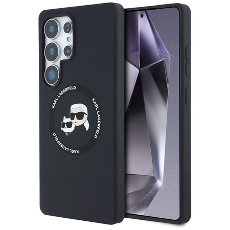 Karl Lagerfeld Silicone Double Heads And Circle MagSafe - Etui Samsung Galaxy S25 Ultra (czarny) (KLHMS25LSKCHTCK)