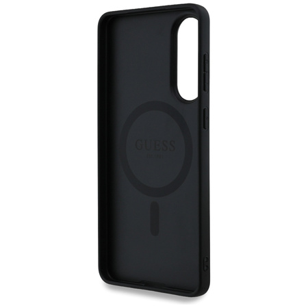 Guess 4G Ring Classic Logo MagSafe - Etui Samsung Galaxy S25 Edge (czarny) (GUHMS25EG4GFRK)