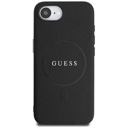 Guess Grained Ring MagSafe - Etui do iPhone 16e (czarny) (GUHMPSE4PGHSMMK)