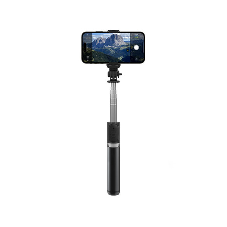 Crong SelfieGo Lite – Kompaktowy selfie stick Bluetooth tripod (czarny) (CRGSGL1BLK)