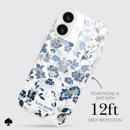 Kate Spade New York Protective Gems MagSafe - Etui iPhone 16 (Flowerbed Blue) (KS054338)