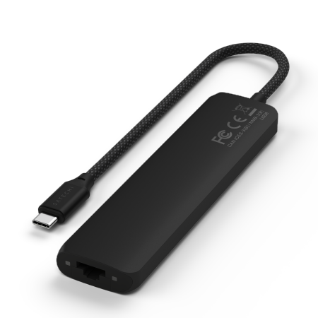 Satechi 7-in-1 USB-C Slim Multiport Adapter with Ethernet - adapter do urządzeń mobilnych (USB-C PD, 2x USB-A, HDMI 4K, Ethernet, czytnik kart micro/SD) (black) (ST-P7SK)