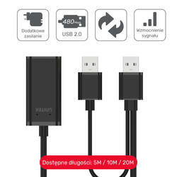 Unitek wzmacniacz sygnału USB 2.0 20M (Y-279)