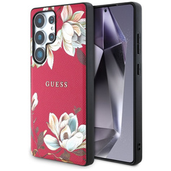 Guess Grained Printed Flower Pattern MagSafe - Etui do Samsung Galaxy S25 Ultra (fuksja) (GUHMS25LPGNMPLMF)