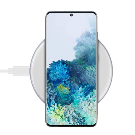 Crong PowerSpot Fast Wireless Charger – Aluminiowa ładowarka bezprzewodowa Qi 15W USB-C z powłoką ze szkła hartowanego (Silver White) (CRG-PS15W-WHI)