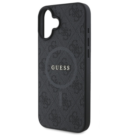 Guess 4G Ring Classic Logo MagSafe - Etui iPhone 16 (czarny) (GUHMP16SG4GFRK)