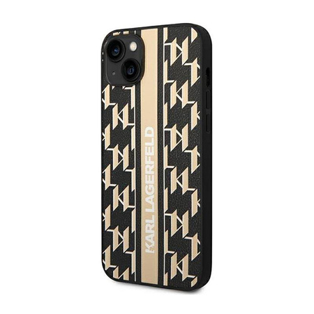 Karl Lagerfeld Monogram Stripe - Etui iPhone 14 Plus (brązowy) (KLHCP14MPGKLSKW)