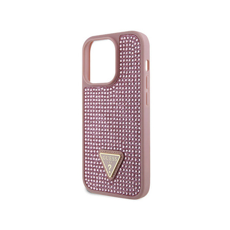 Guess Rhinestone Triangle - Etui iPhone 14 Pro (różowy) (GUHCP14LHDGTPP)
