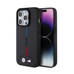 BMW Quilted Tricolor MagSafe - Etui iPhone 15 Pro (czarny) (BMHMP15L22PVTK)