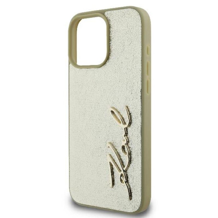 Karl Lagerfeld Metal Signature - Etui iPhone 16 Pro (złoty) (KLHCP16LPFMFBKMD)