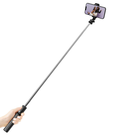 Crong SelfieGo Lite – Kompaktowy selfie stick Bluetooth tripod (czarny) (CRGSGL1BLK)
