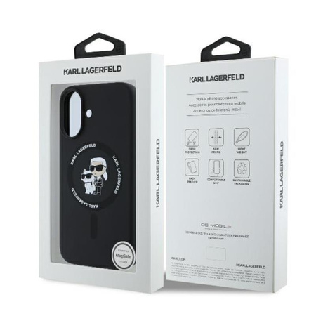 Karl Lagerfeld Silicone Karl & Choupette Ring MagSafe - Etui iPhone 16 Plus (czarny) (KLHMP16MSCMKCRHK)