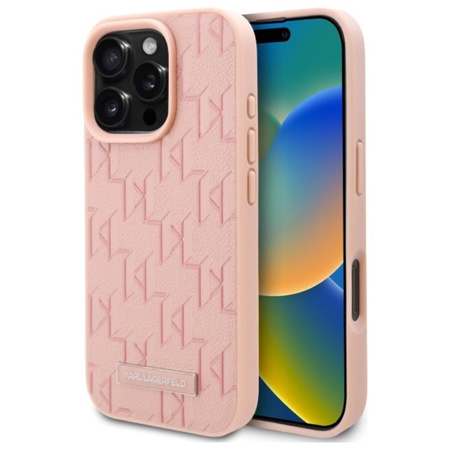 Karl Lagerfeld Hot Stamp MagSafe - Etui iPhone 16 Pro Max (różowy) (KLHMP16XPKHPORPP)