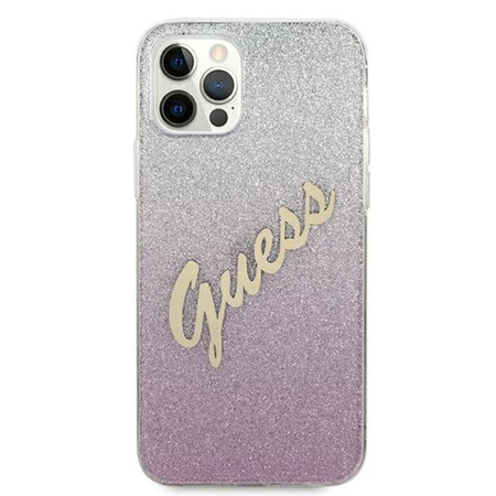 Guess Glitter Gradient Script - Etui iPhone 12 Pro Max (różowy) (GUHCP12LPCUGLSPI)