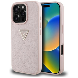 Guess Hot Stamp 4G Pattern Triangle Metal Logo - Etui do iPhone 16 Pro Max (różowy) (GUHCP16XPGP4STRP)