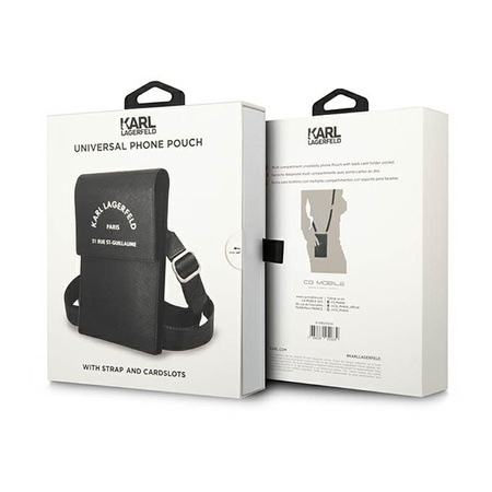 Karl Lagerfeld Embossed RSG Wallet Phone Bag - Torba na smartfona i akcesoria (czarny) (KLWBSARSGK)