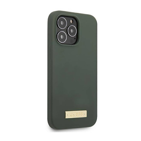 Guess Silicone Logo Plate MagSafe - Etui iPhone 13 Pro Max (zielony) (GUHMP13XSPLA)