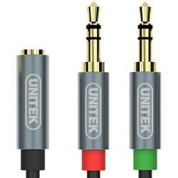 Unitek Kabel Przewód Przejściówka Adapter miniJack 3,5mm (F) - 2x 3,5mm (M) (Y-C957ABK)
