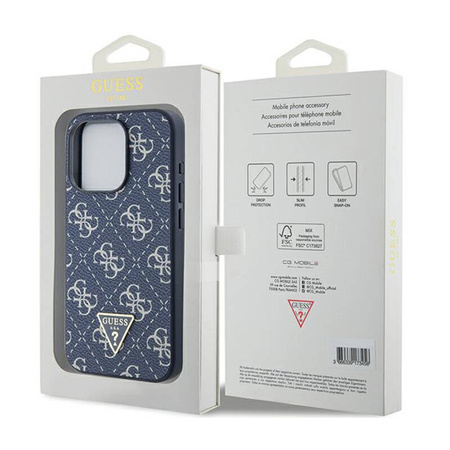 Guess 4G Triangle Metal Logo - Etui iPhone 15 Pro (niebieski) (GUHCP15LPG4GPB)