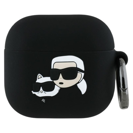 Karl Lagerfeld Silicone Karl & Choupette Head 3D - Etui AirPods 4 (czarny) (KLA4RUNKCHK)