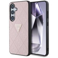Guess Hot Stamp 4G Pattern Triangle Metal Logo - Etui do Samsung Galaxy S25 (różowy) (GUHCS25SPGP4STRP)