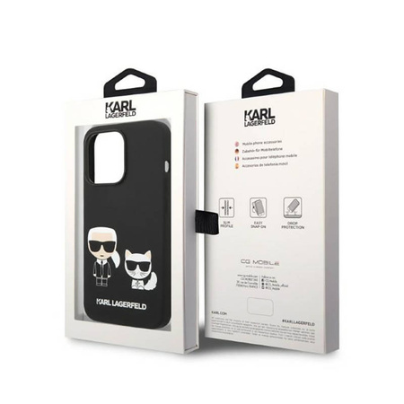 Karl Lagerfeld Liquid Silicone Karl & Choupette MagSafe - Etui iPhone 14 Pro (czarny) (KLHMP14LSSKCK)