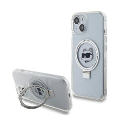 Karl Lagerfeld Ring Stand Choupette Head MagSafe - Etui iPhone 15 (biały) (KLHMP15SHMRSCHH)