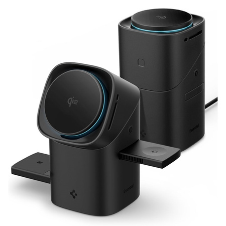 Spigen Essential EF223MS Qi2 Rotary Magnetic - Ładowarka indukcyjna MagSafe 3w1 do iPhone, AirPods i Apple Watch 15W (Black) (ACH09542)