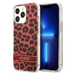 Guess Leopard Electro Stripe - Etui iPhone 13 Pro (Red) (GUHCP13LHSLEOR)