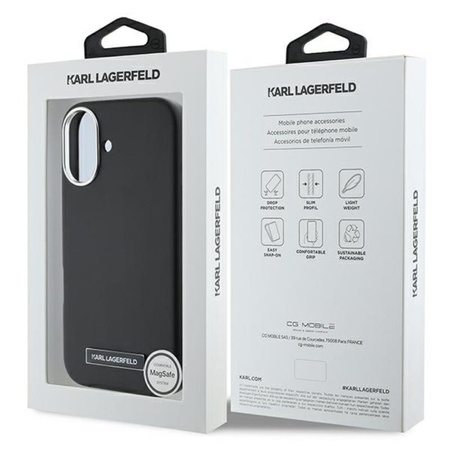 Karl Lagerfeld FW Metal Plate MagSafe - Etui iPhone 16 Plus (czarny) (KLHMP16MPGMSRPK)