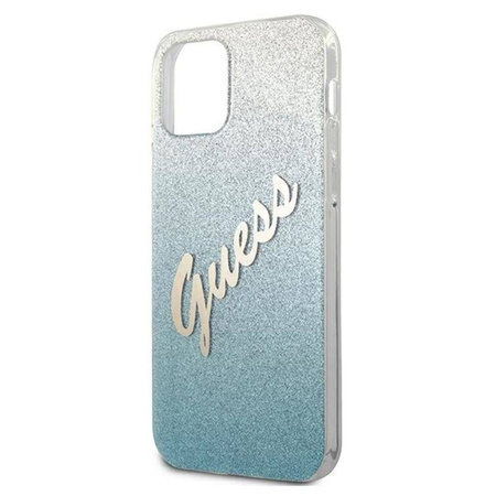 Guess Glitter Gradient Script - Etui iPhone 12 mini (niebieski) (GUHCP12SPCUGLSBL)