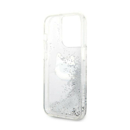Karl Lagerfeld Liquid Glitter NFT Choupette Head - Etui iPhone 14 Pro Max (srebrny) (KLHCP14XLNCHCS)