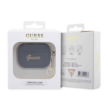 Guess Silicone Heart Charm - Etui AirPods Pro 2 (czarny) (GUAP2LSCHSK)