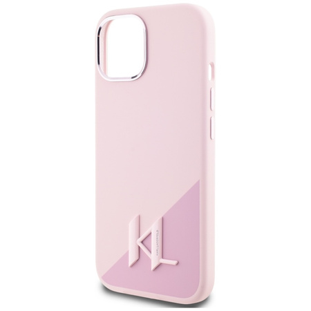 Karl Lagerfeld Silicone Shadow Metal Initial MagSafe - Etui do iPhone 15 (różowy) (KLHMP15SSCMKMPCP)