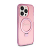 Guess Ring Stand Script Glitter MagSafe - Etui iPhone 15 Pro (różowy) (GUHMP15LHRSGSP)