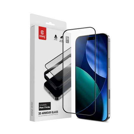 Crong 3D Armour Glass - Szkło hartowane iPhone 17 Pro Max + ramka instalacyjna (CRG3DAGIP1769P)