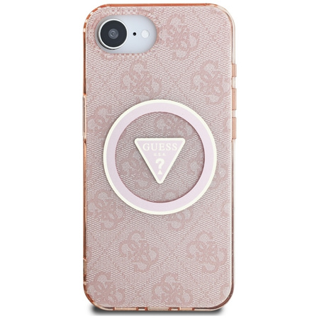 Guess IML Metal Glitter 4G Circle Triangle MagSafe - Etui do iPhone 16e (różowy) (GUHMPSE4HG4PRTGP)