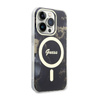 Guess Golden Marble MagSafe - Etui iPhone 14 Pro Max (Czarny) (GUHMP14XHTMRSK)