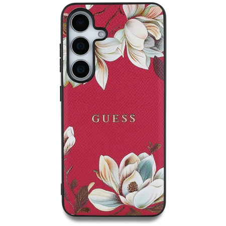 Guess Grained Printed Flower Pattern MagSafe - Etui do Samsung Galaxy S25 (fuksja) (GUHMS25SPGNMPLMF)