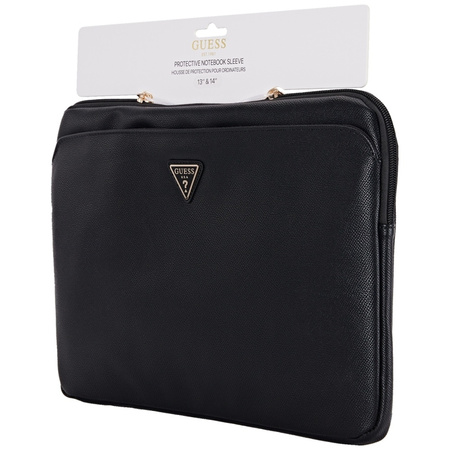 Guess Grained Zipper Pocket Triangle Logo Sleeve - Etui na notebooka 14" (czarny) (GUCS14ZPGTSPSK)