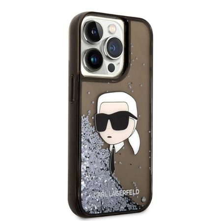 Karl Lagerfeld Liquid Glitter NFT Karl's Head - Etui iPhone 14 Pro (czarny) (KLHCP14LLNKHCK)
