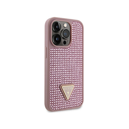 Guess Rhinestone Triangle - Etui iPhone 14 Pro (różowy) (GUHCP14LHDGTPP)